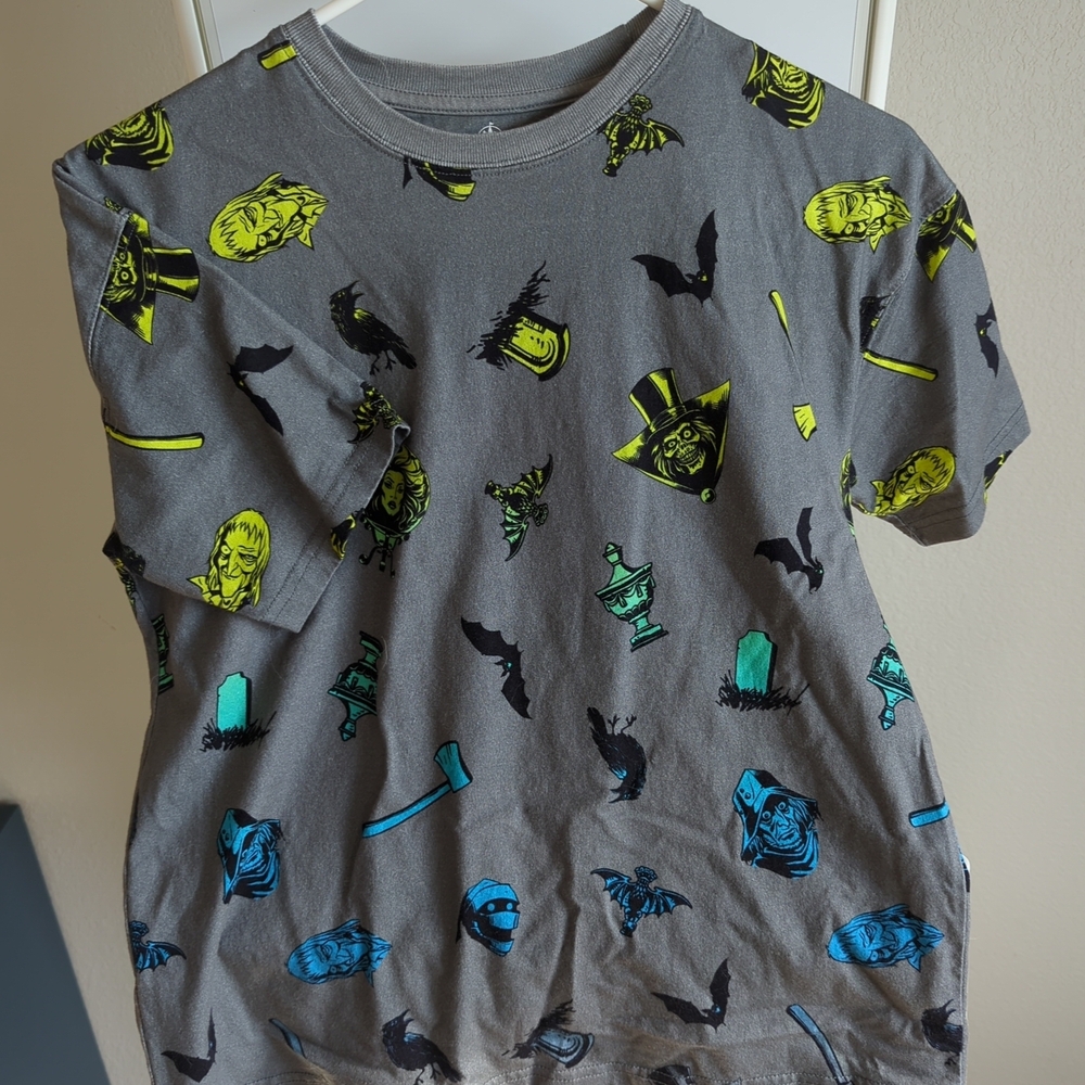 New Disney Kids XL Gray Shirt Sleeve T-shirt Haunted Mansion